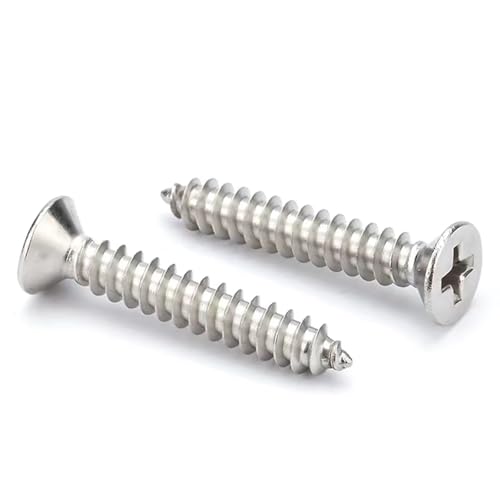 M2 x 5mm Flat Head Wood Self Tapping,Sheet Metal Screws,Phillips Drive Countersunk Wood Screws,304 Stainless Steel （A2-70,GB846,Plain Finish，100 Pcs - size: M2 x 5mm（100 Pcs）