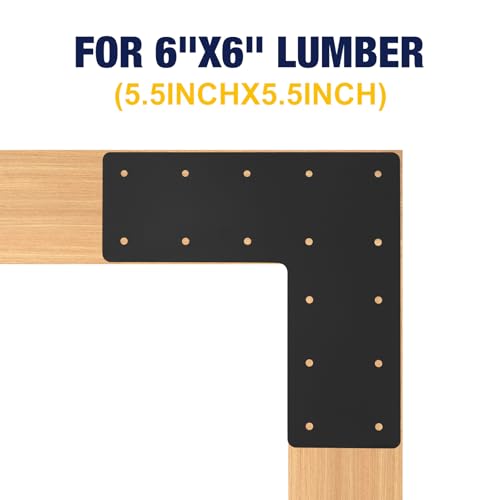 4 Pcs 13.2"x13.2" Steel L Post Brackets, 3MM Thick - size: L shape(13.2''x13.2'')