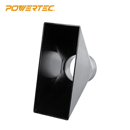 POWERTEC 70151V 4 in. x 10 in. Dust Hood Rectangular Funneled Shape - size: 10" x 4" x 9"