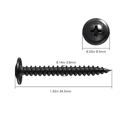 Wensilon（300 pcs）#6×1-1/4" Phillips Truss Head Wood Screws Black Galvanizing Quick Metal Self Tapping. - color: Black, size: #6×1-1/4"