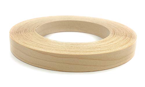 Edge Supply Brand Maple 7/8 inch X 50 ft Roll Preglued, Wood Veneer Edge Banding, Iron on with Hot Melt Adhesive, Flexible Wood Tape Sanded to Perfection. Easy Application Wood Edging. - size: 7/8 inch X 50 ft