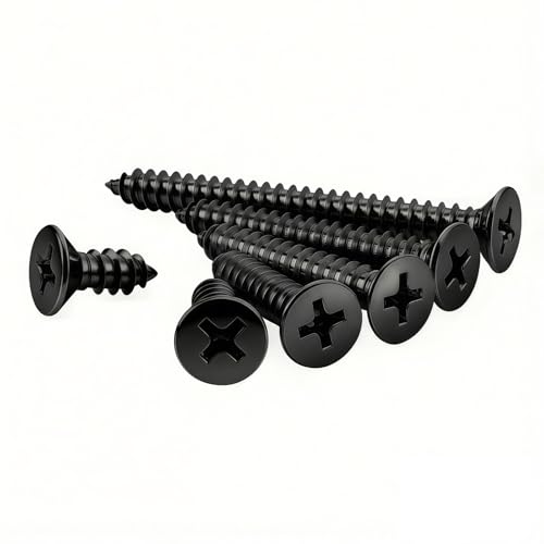 #8 x1/2 [100 Pack] Flat Head Phillips Drive Self Tapping Screws, Sheet Metal Screws, Black Oxide, 304 Stainless Steel (18-8), Corrosion Resistant Screw for Wood, Sheet Metal and More - size: #8 x1/2