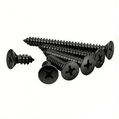 #8 x1/2 [100 Pack] Flat Head Phillips Drive Self Tapping Screws, Sheet Metal Screws, Black Oxide, 304 Stainless Steel (18-8), Corrosion Resistant Screw for Wood, Sheet Metal and More - size: #8 x1/2