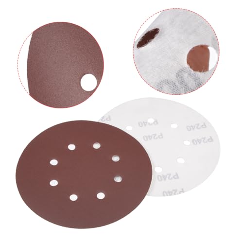 uxcell 10Pcs 7 Inch 8 Hole Hook and Loop Sanding Disc 240 Grit Flocking Sandpaper Random Orbital Sander Paper - size: 240 Grit