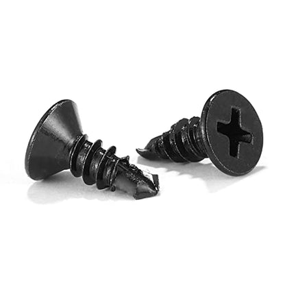 #6 x 1/2" Sheet Metal Screws 100Pcs 410 Stainless Steel Flat Head Fast Self Tapping Screws Black Oxide by SG TZH - size: #6 x 1/2"