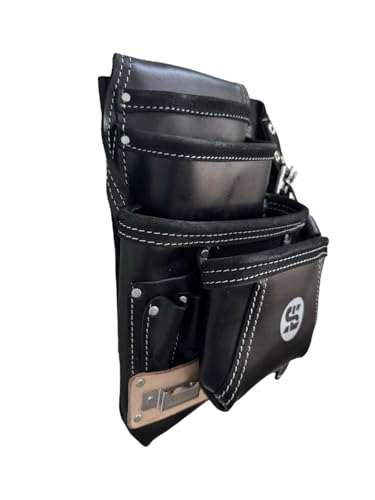 Supreme Leather Grain Leather Tool Pouch Bag | Black | Carpenter, Construction, Framers, Handyman | 100% Leather (SL 5000 1T1H B BLACK) - color: SL 5000 1T1H B BLACK