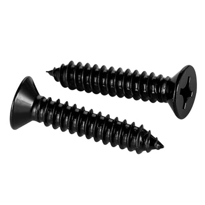 #12 x 1-1/2" Wood Screws Flat Head Fast Self Tapping Drywall Screws 18-8 Stainless Steel 304 Black Finish, 50 PCS - size: #12 x 1-1/2"