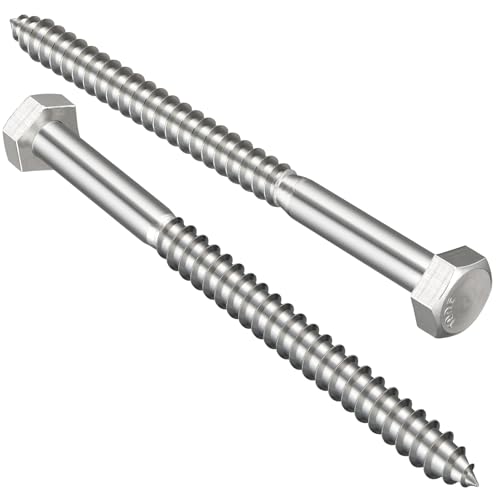VGBUY 1/4" x 2-1/2" Hex Head Lag Screws 29Pcs, 304 Stainless Steel 18-8 Lag Bolts Wood Screws Heavy Duty Large Screws for TV Mounts, Deck, Boat Repair - size: 1/4x2-1/2 (29pcs)