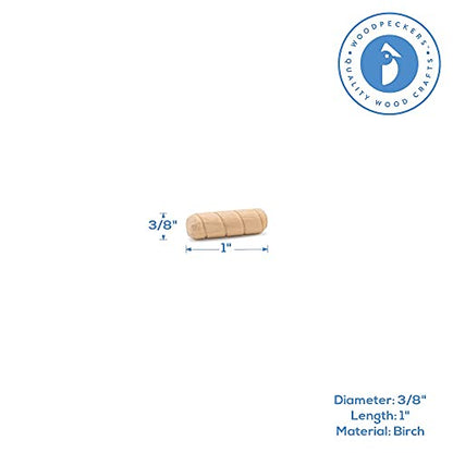 Wooden Dowel Pin 1" x 3/8", Pack of 500 Spiral Dowel Joints for Woodworking, Furniture and Crafts, by Woodpeckers - size: 3/8 inch x 1 inch