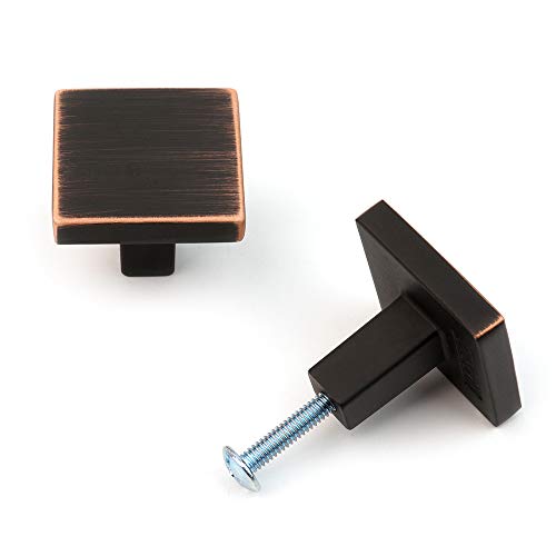 KOOFIZO 10 Pack Oil Rubbed Bronze Cabinet Knobs Square Single Hole Pull K03 - color: Oil Rubbed Bronze, size: Knob 1 - 10Pcs