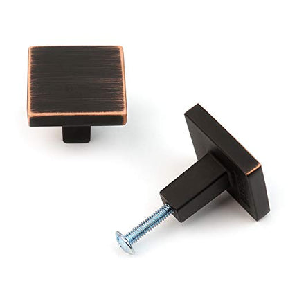 KOOFIZO 10 Pack Oil Rubbed Bronze Cabinet Knobs Square Single Hole Pull K03 - color: Oil Rubbed Bronze, size: Knob 1 - 10Pcs