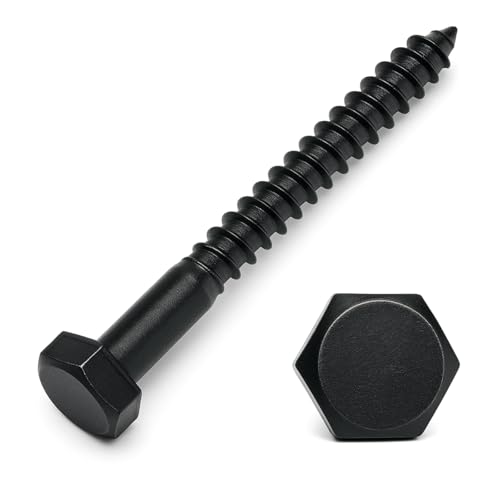 5/16 x 5 Black Lag Bolts, 20 PCs Dacromet-Coated 304 Stainless Steel Heavy Duty Wood Lag Screws for Deck Joist Framing, Hex Head - color: Black, size: 5/16 x 5"