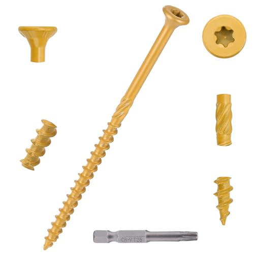 100 PCS #10 x 4” Deck Screws Self-Tapping Outdoor Wood Screws - color: Tan, size: #10x4"