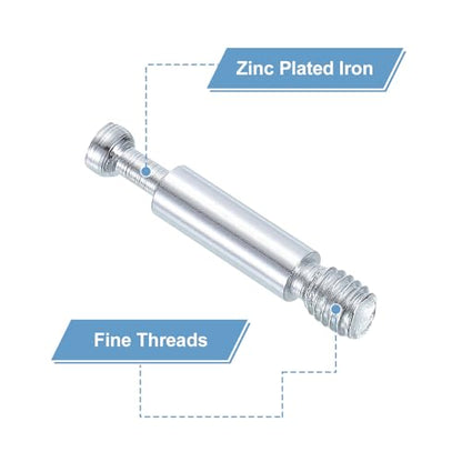 uxcell 10Pcs 35mm Furniture Connecting Fittings, Thread Bolts Dowels Screws, Metal Dowel Fitting Fasteners for Cabinet Drawer and Wardrobe Furniture, Silver - size: 35mm