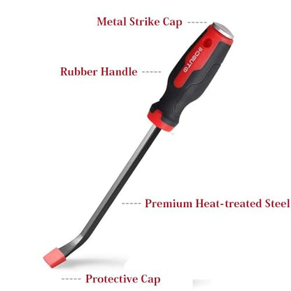 Pry Bar Set 8" 12", 2-Piece Heavy Duty Pry Bar with Ergonomic Handle and Strike Cap, Angled Tip for Prying, Lifting and Pulling Objects