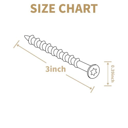 Wood Screws 3 Inch, Lag Screws #10 x 3, 300 Pcs Torx Structural Screws, Construction Exterior Wood Screws, Timber Screws for Fence Log Landscaping Wood, T25 Bit Included, Yellow