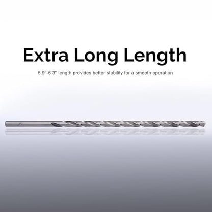 Extra Long High-Speed Steel Drill Bit Sets, Heat Straight Shank Drill Bit Tool, Long Length Drill, Five Sizes, for Wood Plastic and Aluminum, 5Pcs 2-5mm