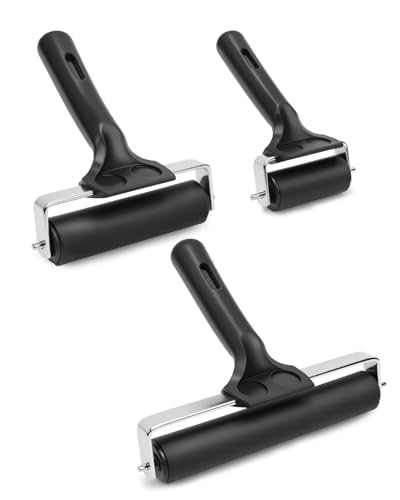 UCEC 3 Pack Brayer Rollers for Printmaking, Rubber Roller for Paint&Crafts - color: 2.4+4+7.9 Inch-Black