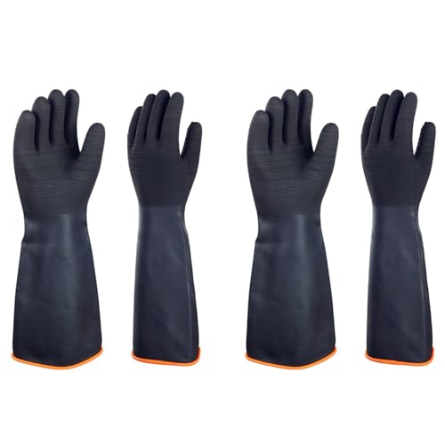 North Tower Heavy Duty Rubber Gloves, Industrial Gloves（18in,2 pair） - size: 18”（2 pair）