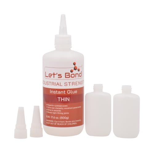 Let's Bond 17.6 oz Thin Professional Grade Instant Glue Bundle, Premium Cyanoacrylate, 5 CPS - size: 17.6 oz Bundle