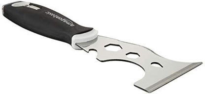Amazon Basics 14-IN-1 Soft Grip Painters Tool with Hammer End, Paint Scraper, Nail Puller, Roller Cleaner, 3", Black