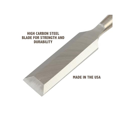 Buck Brothers 120104BC 5/8" Wood Chisel Made in USA, For Paring and Finishing Cuts in Carpentry and Woodworking, Tempered Tool Steel Blade, Mallet-Safe Handle - size: 5/8"