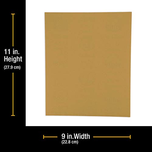 Dura-Gold Premium 9" x 11" Gold Sandpaper Sheets, 1000 Grit (Box of 10) - size: 1000-Grit
