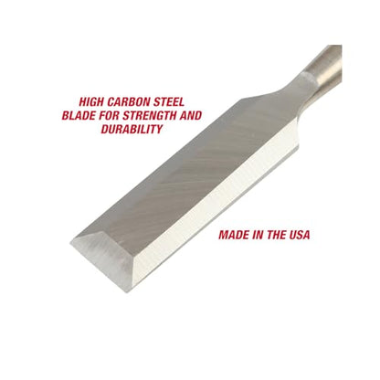 GreatNeck 1/4 in Wood Chisel for Carpentry and Joinery, 5 Inch Blade, High Carbon Steel, Steel Cap Acetate Handle, Made in USA Woodworking Tools - size: 1/4-Inch