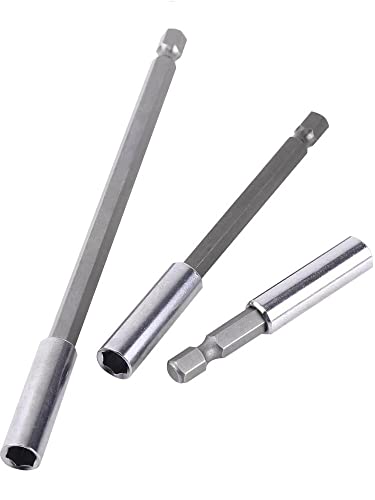 3 Pieces 1/4 Inch Hexagonal Shank Magnetic Drill Bit Fixator Extension 60 100 150 Quick Release Drill Attachment Extension for Screw Nut Hand Driver
