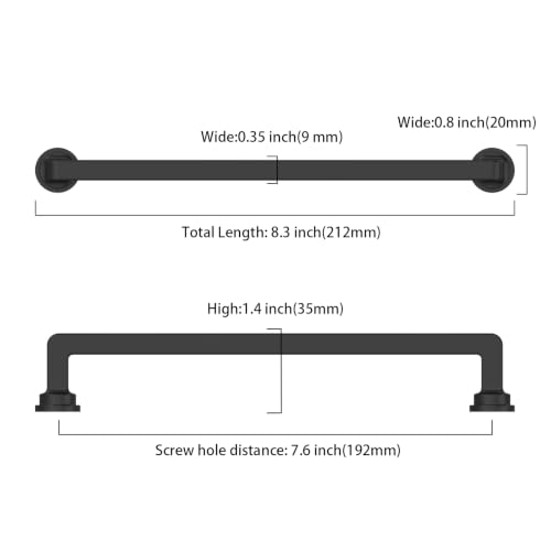 10 Pack 7.5 Inch Matte Black Cabinet Pulls, Kitchen Hardware - color: Matte Black, size: 7.5" Hole Center