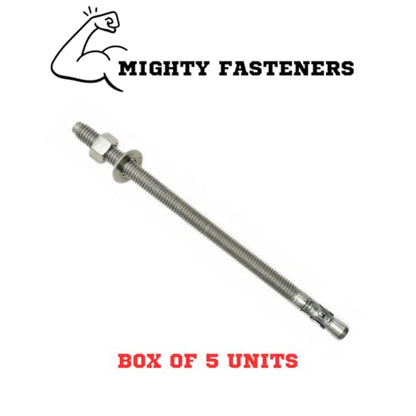 Mighty Fasteners 304 Stainless Steel Wedge Anchors 1/2" X 9" - 5 Pack - size: 1/2" X 9"