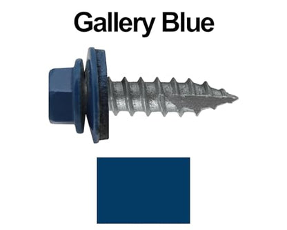 14 x 1 Gallery Blue Metal Roofing Screws - Hex Washer Head- Self-Starting/Tapping - EPDM Washer. 8 X 250 Bags - 2,000 Screws - color: GALLERY BLUE, size: 1"