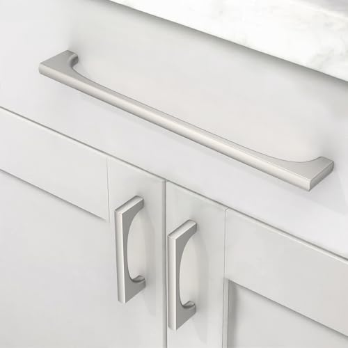 Asidrama 10 Pack 7.5 Inch(192mm) Brushed Satin Nickel Cabinet pulls Kitchen Cabinet Handles, Cabinet Pulls Kitchen Cabinet Hardware for Cupboard Drawer Pulls 2321 - color: Brushed Satin Nickel, size: 7.5" Hole Center, style: 10 Pack