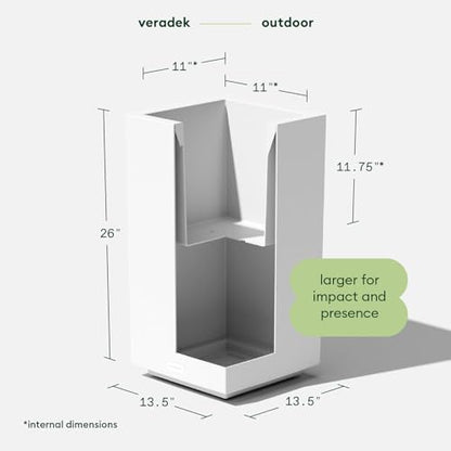 Veradek Block Series Pedestal Planter - Tall Rectangular Outdoor Planter - color: White, size: 26"H x 13.5"W - 2 Pack
