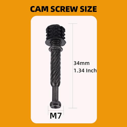 M7 x 34 mm Cam Lock Screw for Furniture 50PCs Cam Screws, Furniture Fasteners Compitable with IKEA Hardware Parts, Repair Spare Parts Nut & Bolt Assortment Sets Gray Black Ripples - size: M7x34mm