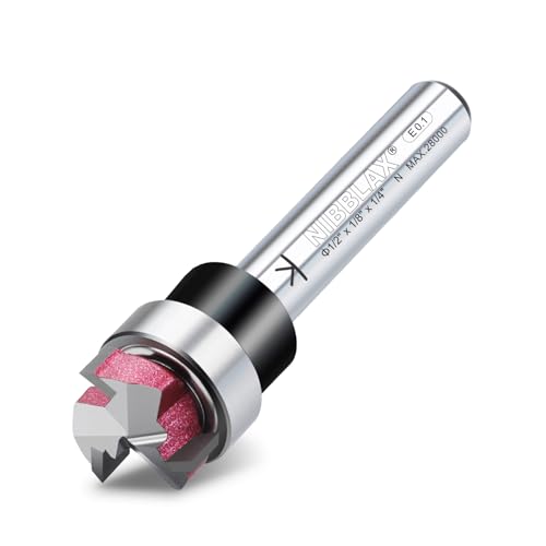 3-Flute Top Bearing Flush Trim Bit 1/4" Shank 1/2" Dia 1/8" Cut Length - size: 1/2"Dia x 1/8" x 1/4"Sh, style: Top Bearing