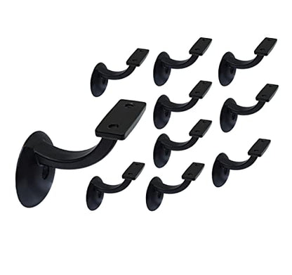 QCAA Heavy Duty Zinc Die Cast Handrail Bracket, Powder Coated, Matte Black, 10 Pack, Made in Taiwan - color: Matte Black, size: 10 Pack