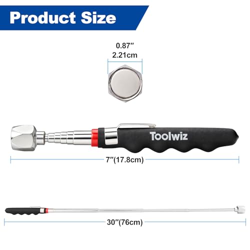 Toolwiz 17" Rolling Magnetic Sweeper with Telescopic Magnetic Pick Up Tool - size: 17 Inches Set