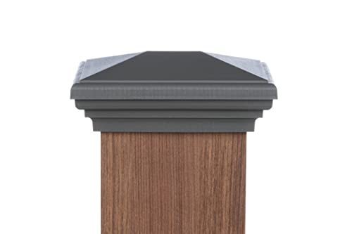 4x6 Post Cap | Gray New England Pyramid Square Top for Pressure Treated Post (3.5"x5.5") Fences, Decks & Mailboxes by Atlanta Post Caps - color: Gray, size: 4x6 standard (3.5"x5.5")