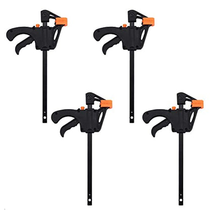 4 Pcs F Clamp Clip Bar Grip Quick Ratchet Release Squeeze Clamps Tools for Woodworking Set