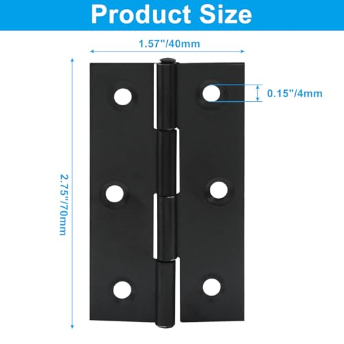 3 Inch Stainless Steel Door Folding Butt Hinges, Black, 4PCS - style: 4Pcs 3" Black