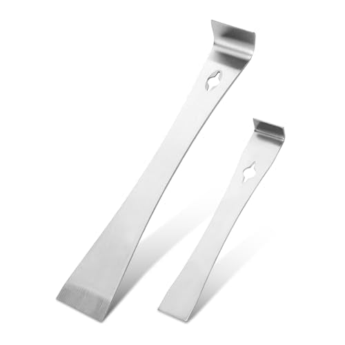2PCS Stainless Steel Pry Bar Scraper, Metal Mini Flat Pry Bar Set, Multipurpose Crowbar Hive Tool with Trim Scraper, Small Flat-Pry Crowbar Tool for Beekeeping Equipment Pulling Scraping Lifting Tasks