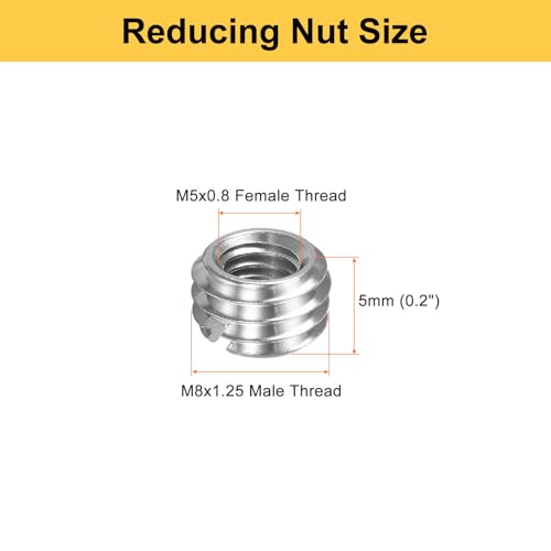 HARFINGTON 20pcs Thread Repair Inserts M8 x 1.25 Male to M5 x 0.8 Female Thread 5mm Long Stainless Steel Reducing Nuts Metric Self Tapping Sleeves Threaded Reducer Industrial Fasteners - size: M8 x 1.25 Male to M5 x 0.8 Female x 5mm