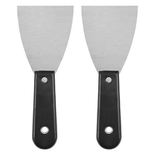 uxcell Putty Scraper 3" Spatula Drywall Repair Spreader Stainless Steel Blade Black Handle 2Pcs - size: 3"