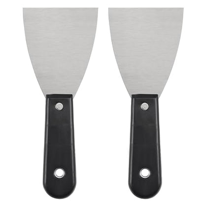 uxcell Putty Scraper 3" Spatula Drywall Repair Spreader Stainless Steel Blade Black Handle 2Pcs - size: 3"