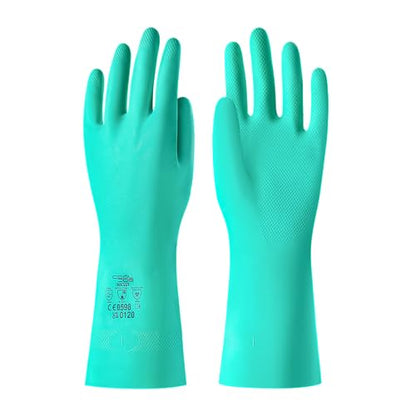 COOLJOB 18 Mil Chemical Resistant Nitrile Gloves 13" Long, Resist Household Acid, Alkali, Solvent and Oil, Latex Rubber Free - size: Small, style: Pack of 3