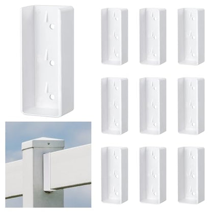 Nuanchu 10 Pcs Vinyl Fence Brackets White 1.5'' x 5.5'' - size: 1.5" x 5.5"