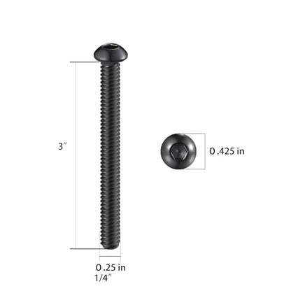Wensilon (50Pcs) 1/4-20 * 3 Button Head Socket Cap Bolts Screws, 304 Black Stainless Steel, Allen Hex Drive, Bright Finish, Fully Machine Thread - color: Black, size: B 1/4-20*3