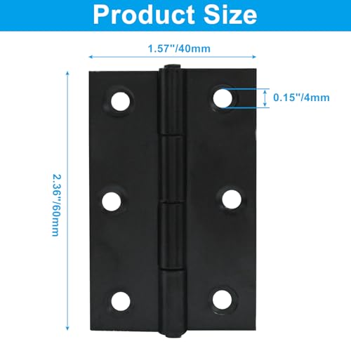 12PCS 2.5 Inch Stainless Steel Door Folding Butt Hinges, Black - style: 12Pcs 2.5" Black