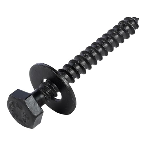 5/16 x 2 (50 Pack) Lag Screw Kit, 50 Screws and 50 Washers, Ceramic Black Ruspert Coating for Exterior Use, Meets ASTM A307 and ASME B18.2.1, Industrial/Commerical Grade by Makers Bolt - size: 5/16 x 2